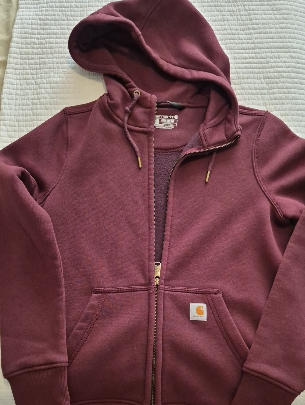 Carhartt Womens Maroon Full-Zip Hooded Sweatshirt